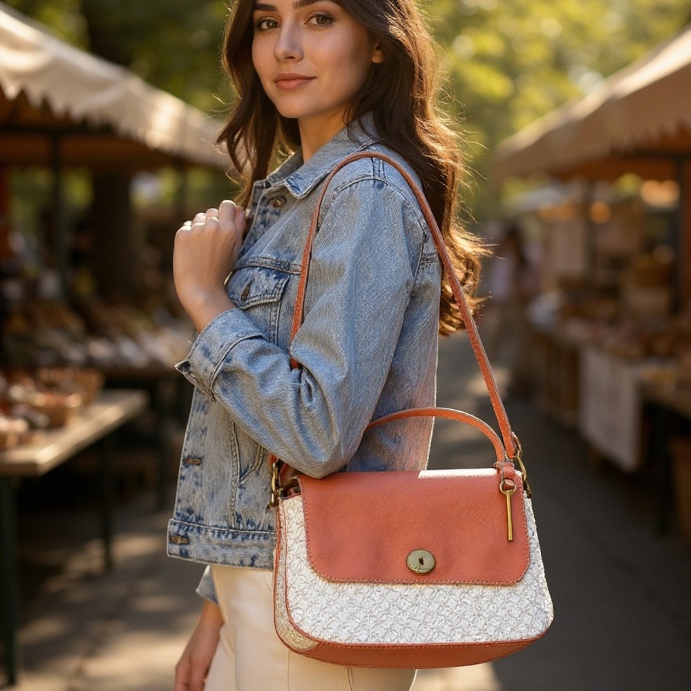 Fossil Women's Gabriella Printed PVC Small Flap Crossbody